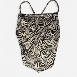 B/W Backless Cowl Neck Top